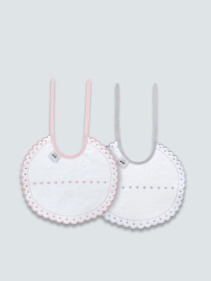 PACK 2 BABEROS 23/2 TOPOS BLANCO-ROSA MARTIFANEL