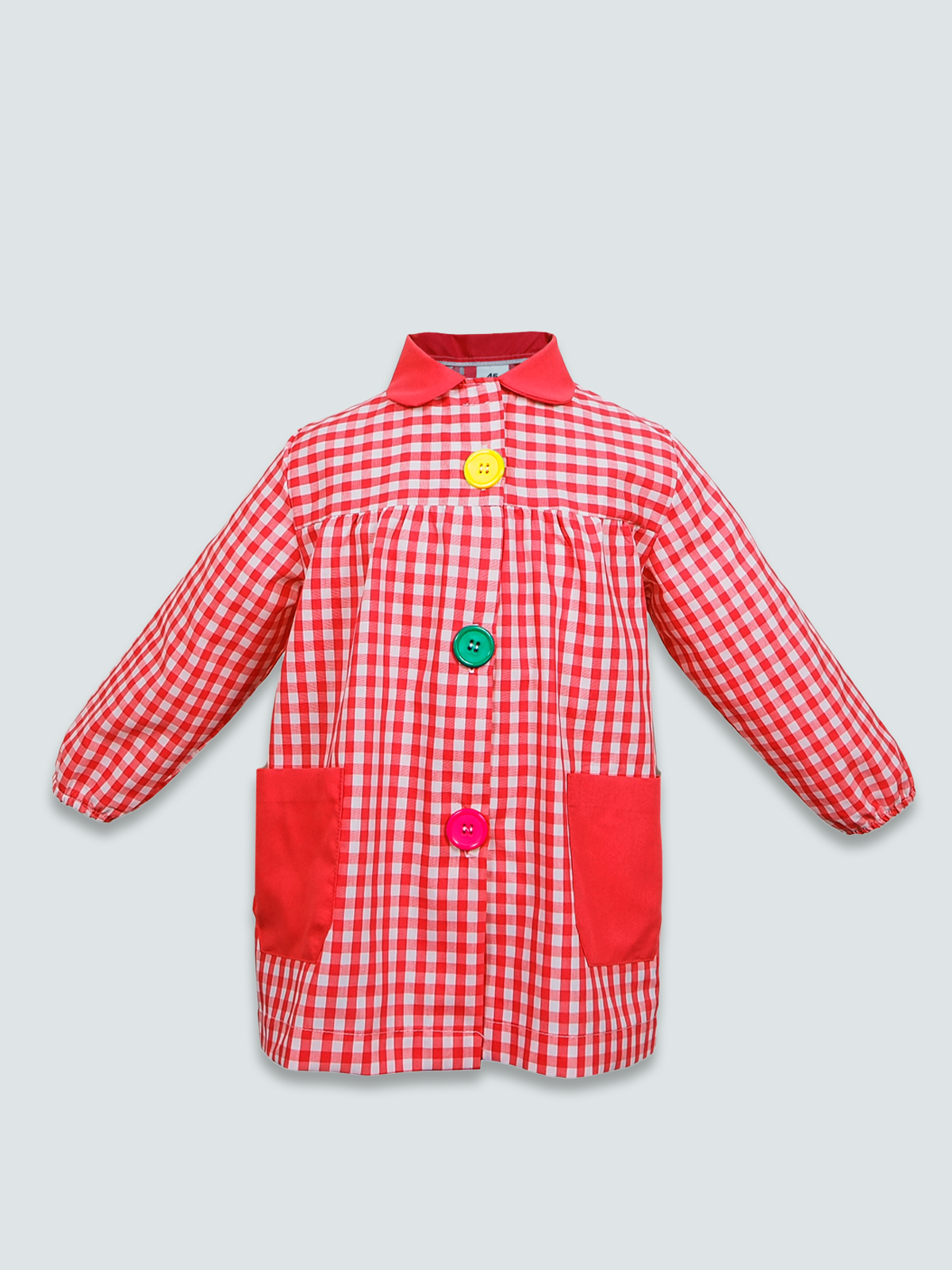 Bata cuadro rojo boton pequeño
