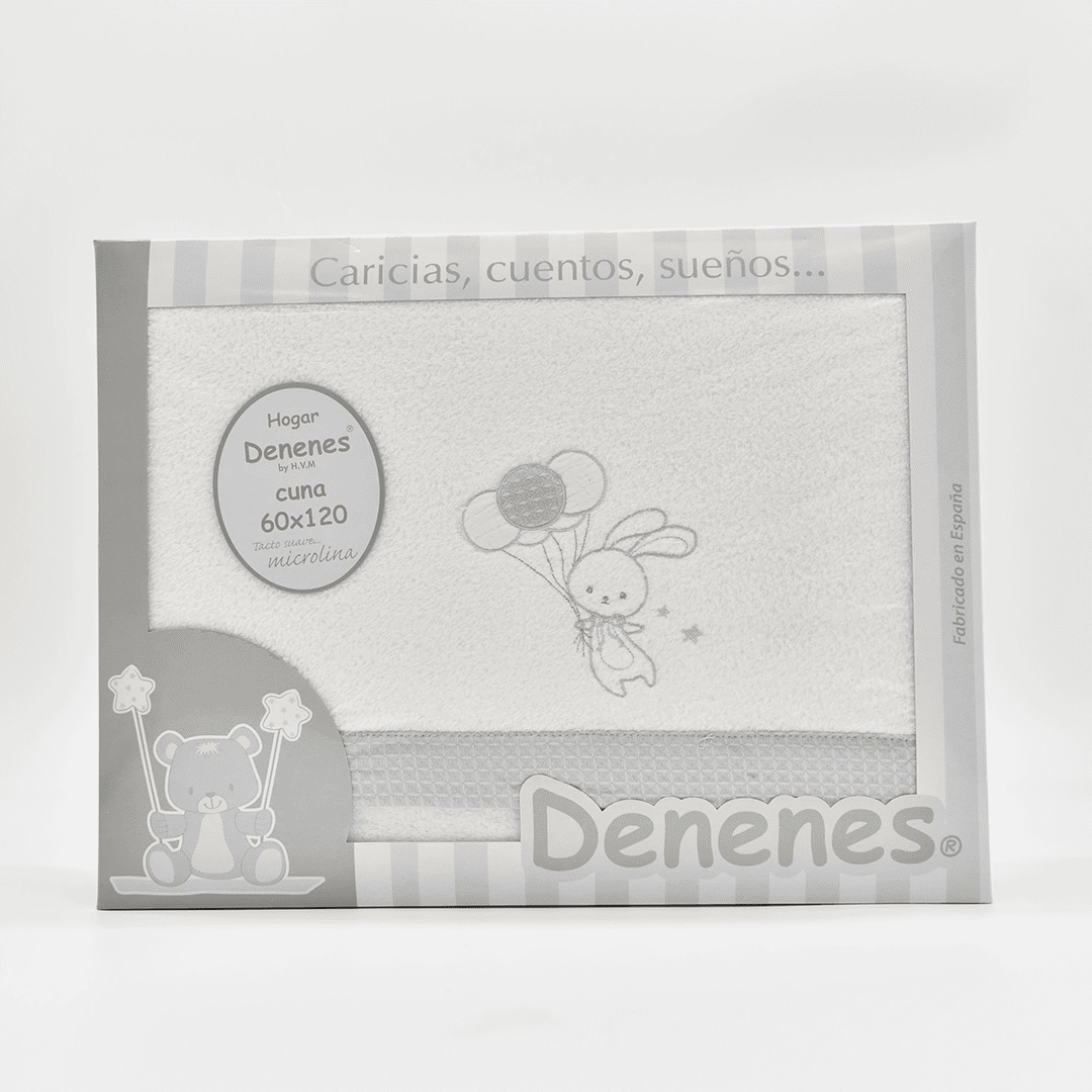 JUEGO SÁBANAS MICROLINA CONEJO GLOBO GRIS